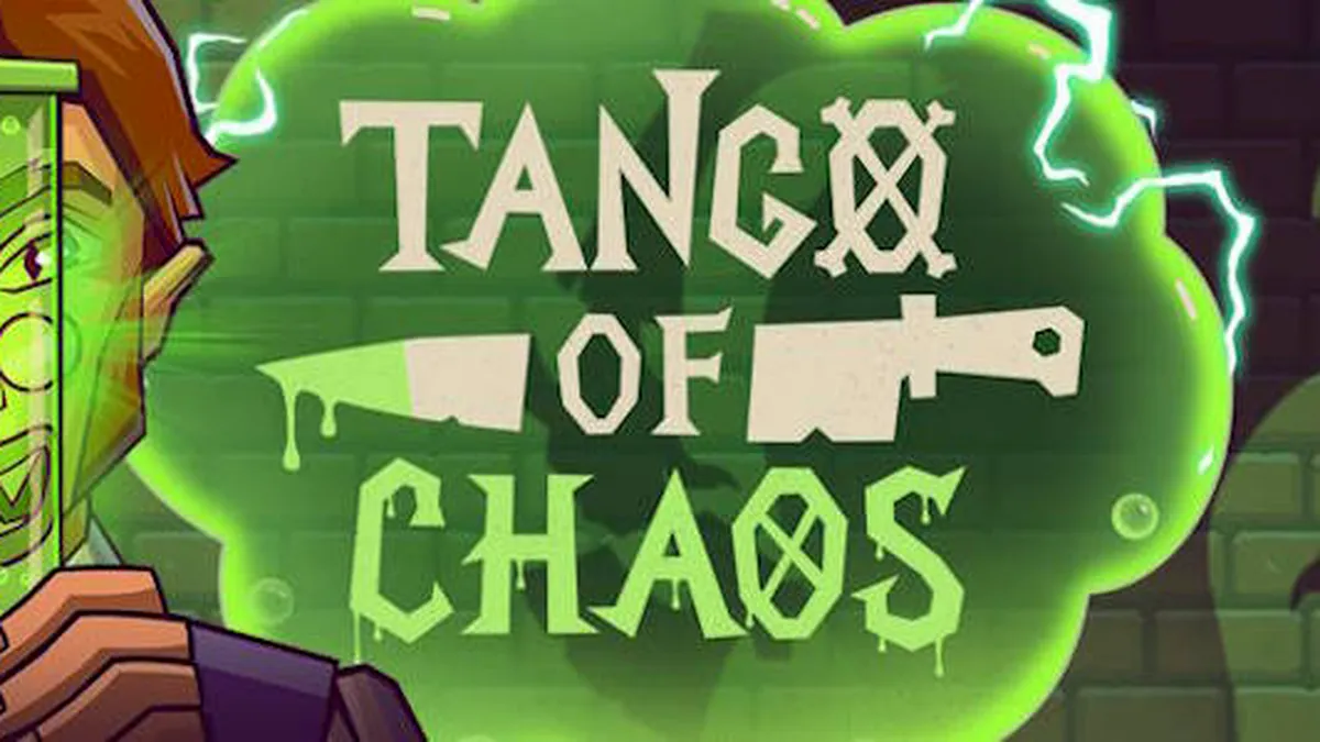 Tango of Chaos slot game interface na may laboratoryo at mga makukulay na simbolo