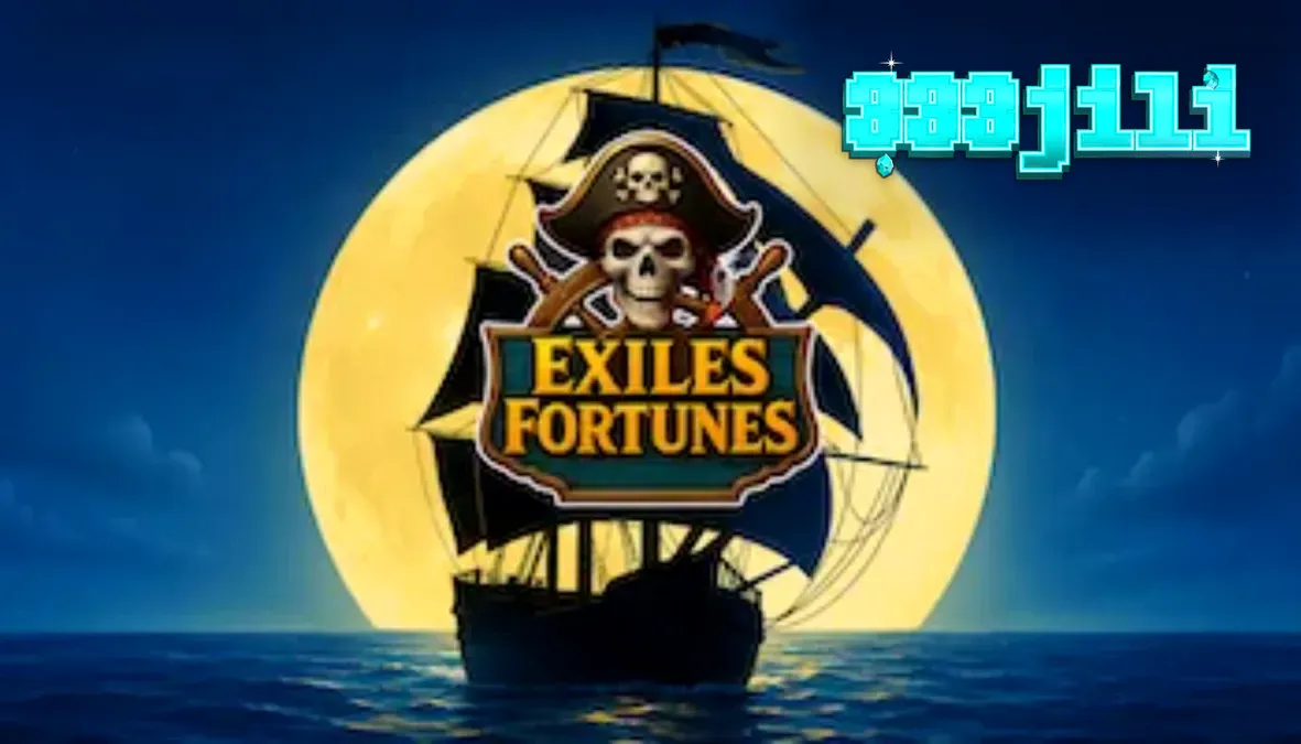 Isang makulay na pirate-themed slot machine na may 3x3 grid at mga animated na karakter.